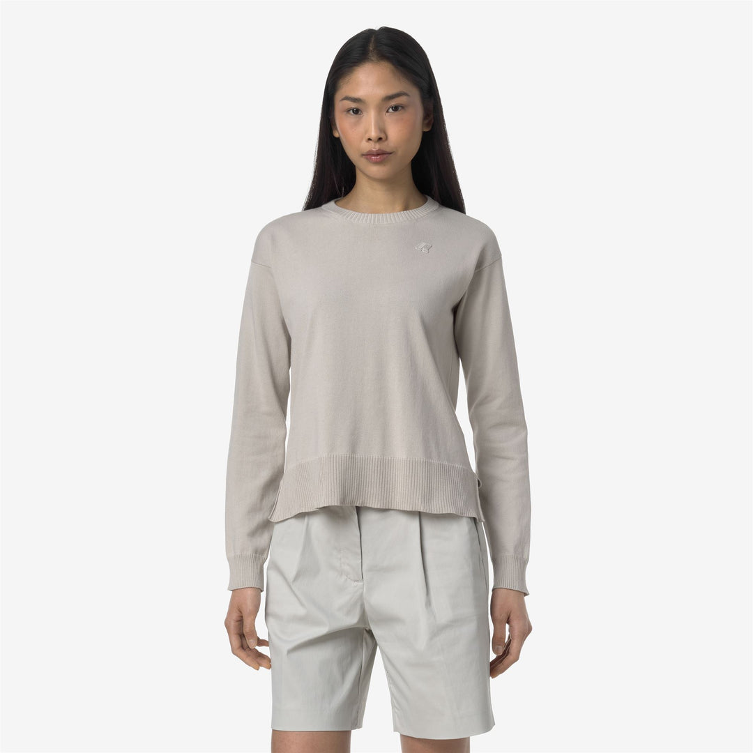 Beige Grey Women's Cotton Crop Sweater for Summer 01