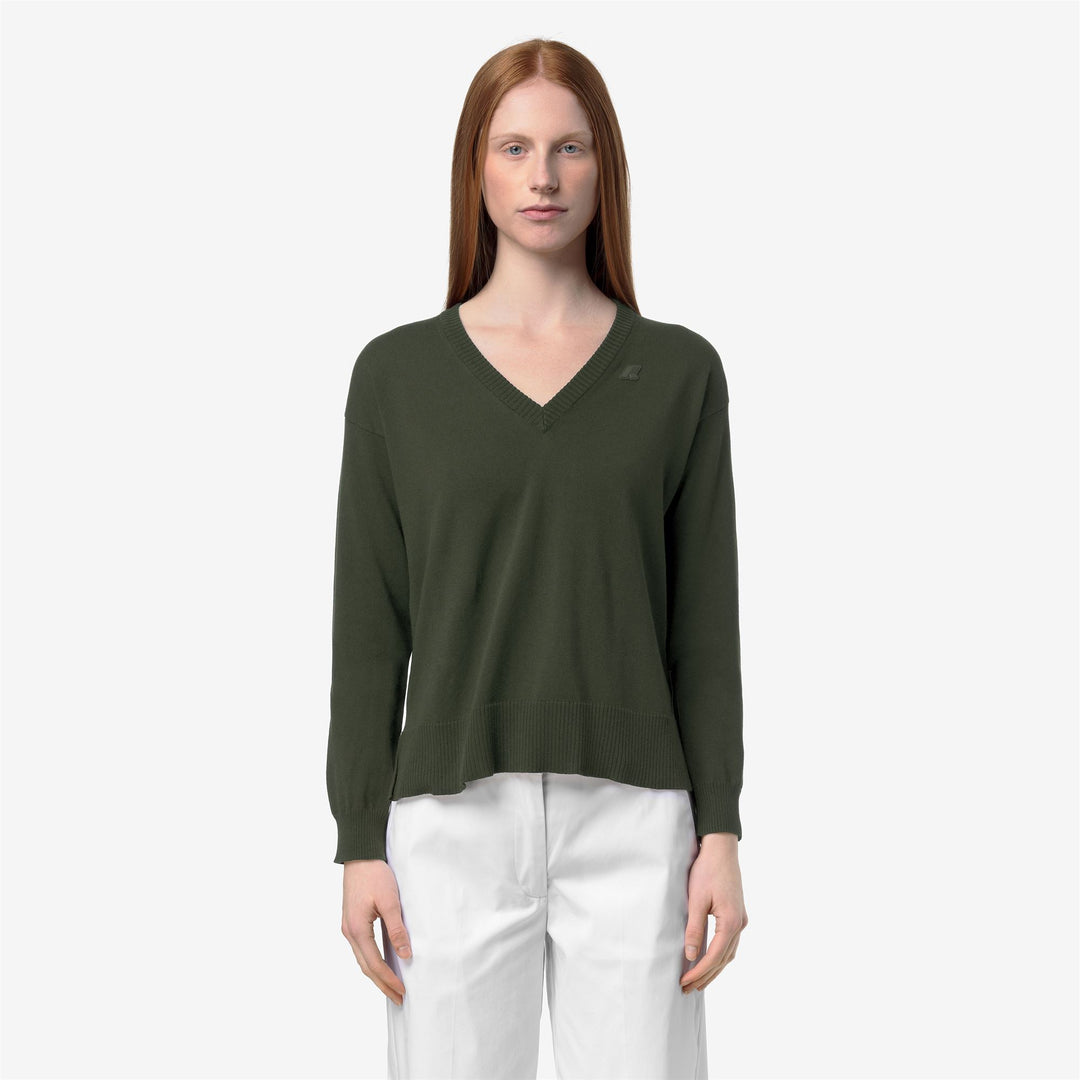 Brown green Women's Cotton V-Neck Crop Sweater for Summer 01