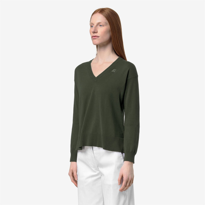 Suéter corto de algodón verde marrón para mujer con cuello en V para verano 2