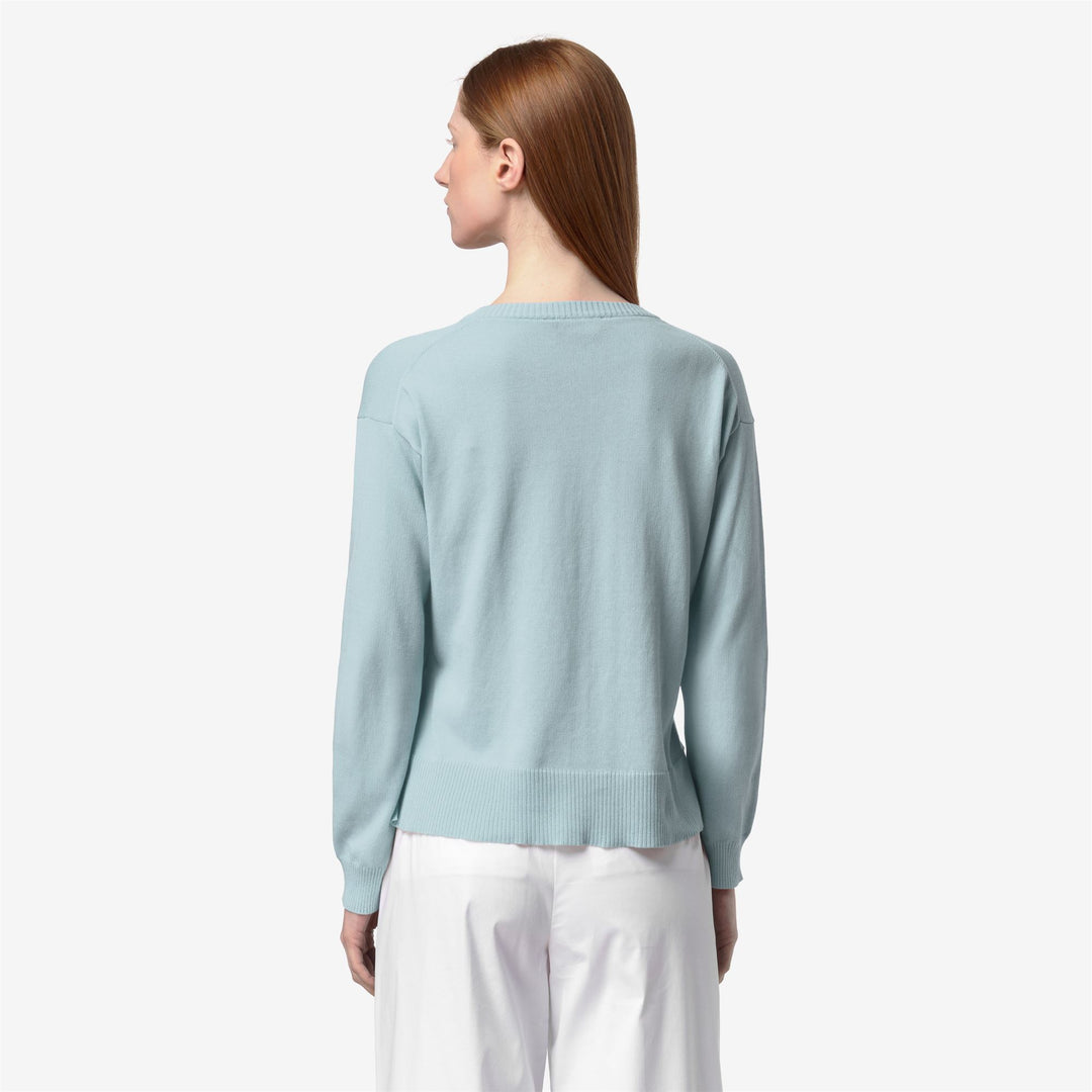 Grey Blue Women's Cotton Crop Sweater with V-Neck Design main