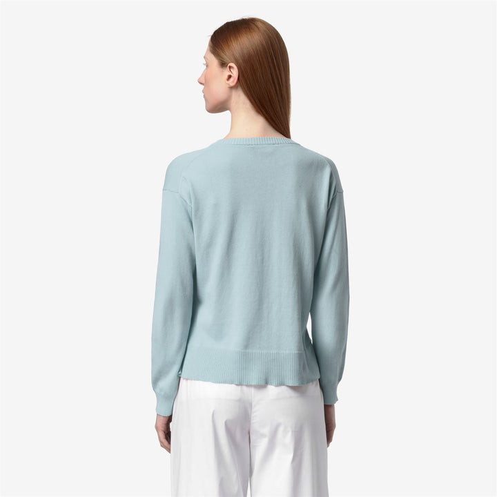 Grey Blue Women's Cotton Crop Sweater with V-Neck Design 5