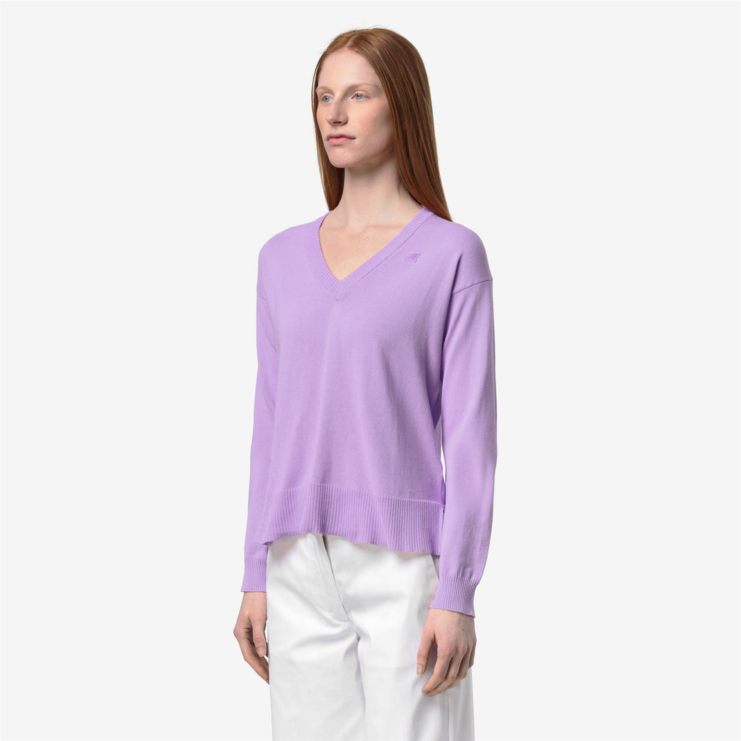 Violet Women's Cotton Crop Sweater with V-Neck Design main