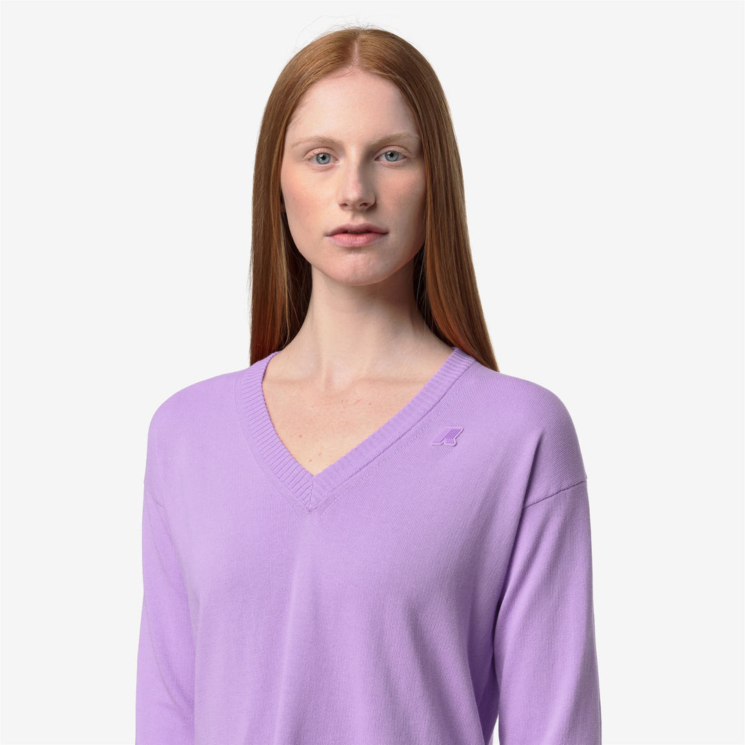Violet Women's Cotton Crop Sweater with V-Neck Design main