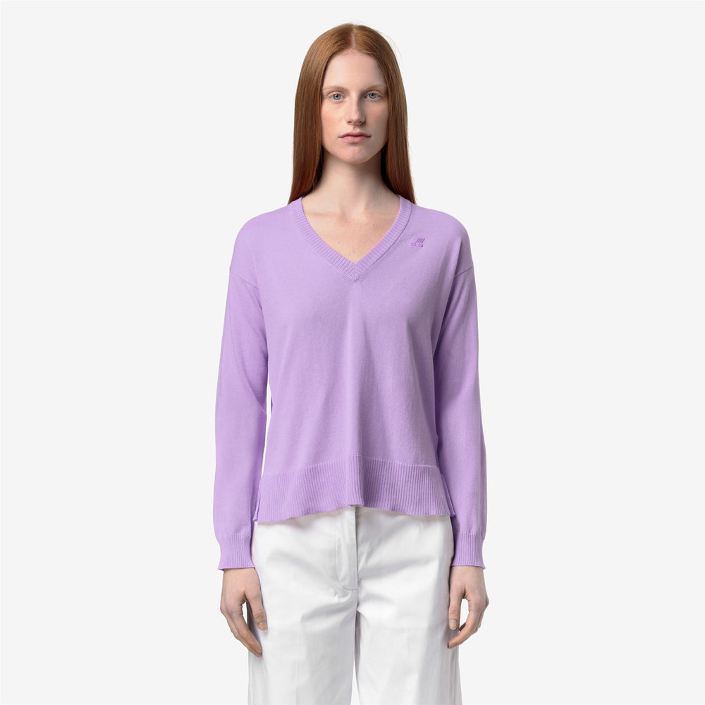 Violet Women's Cotton Crop Sweater with V-Neck Design 02