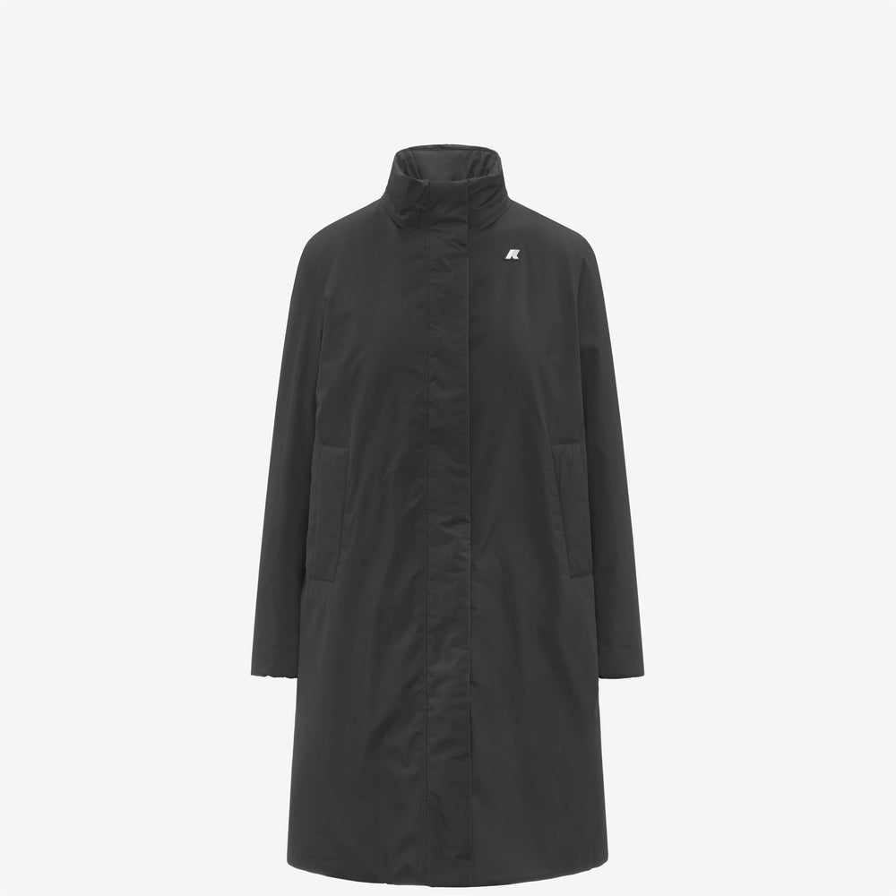 Chaqueta impermeable larga negra para mujer con forro de piel sintética 02