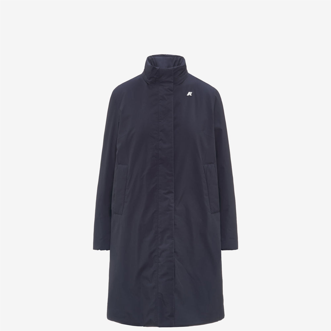 Chaqueta impermeable larga azul para mujer con forro de piel sintética main