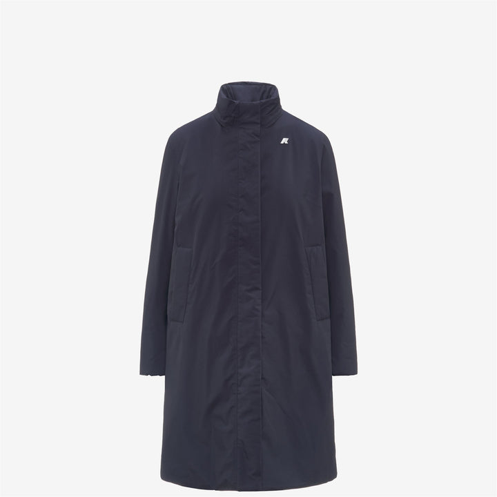 Chaqueta impermeable larga azul para mujer con forro de piel sintética 2