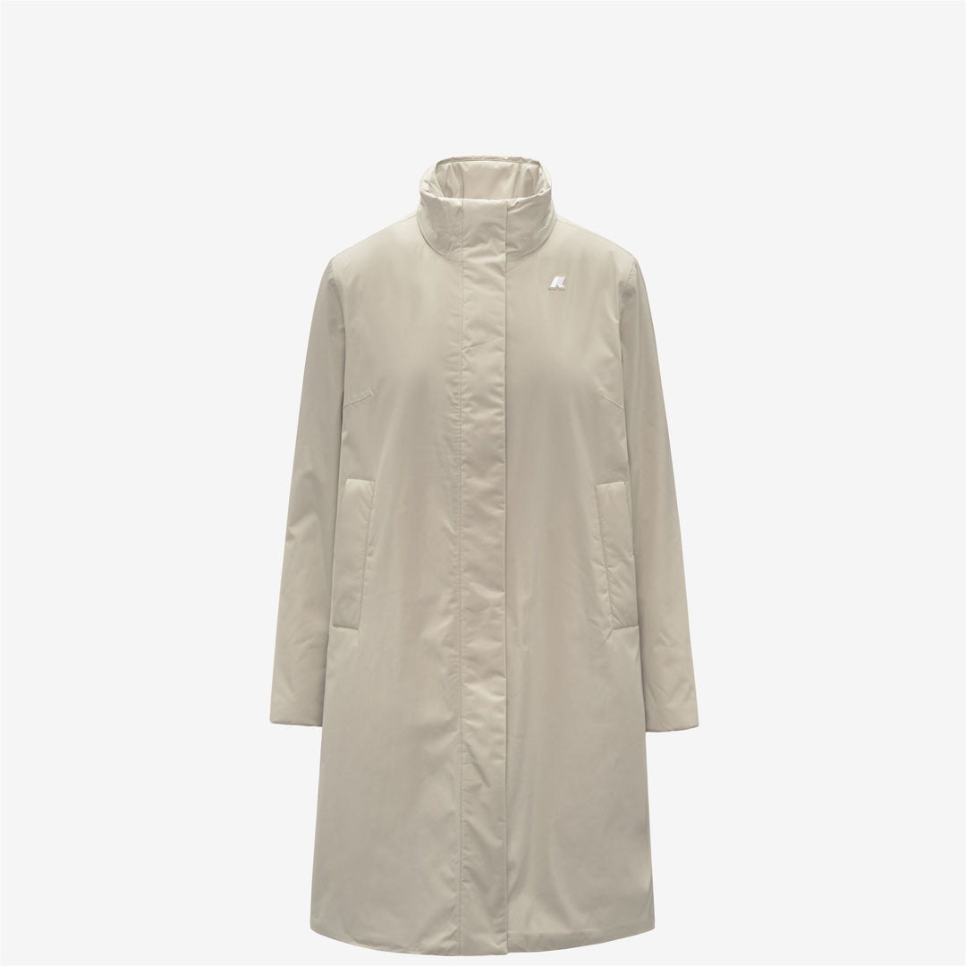 Chaqueta impermeable larga beige para mujer con forro de piel sintética main