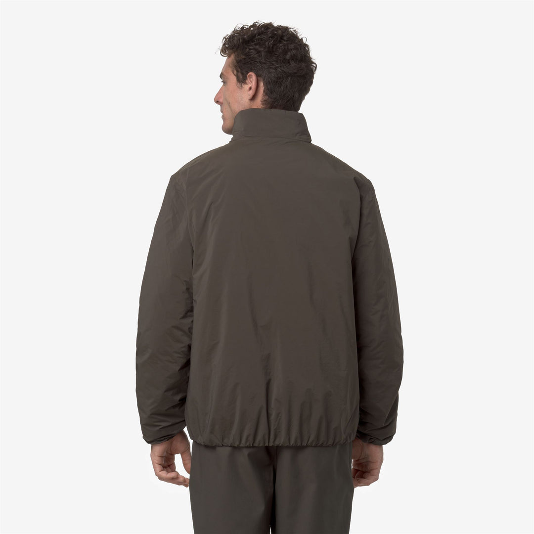 Black olive Men's Short Insulated Jacket with Eco-friendly Padding main