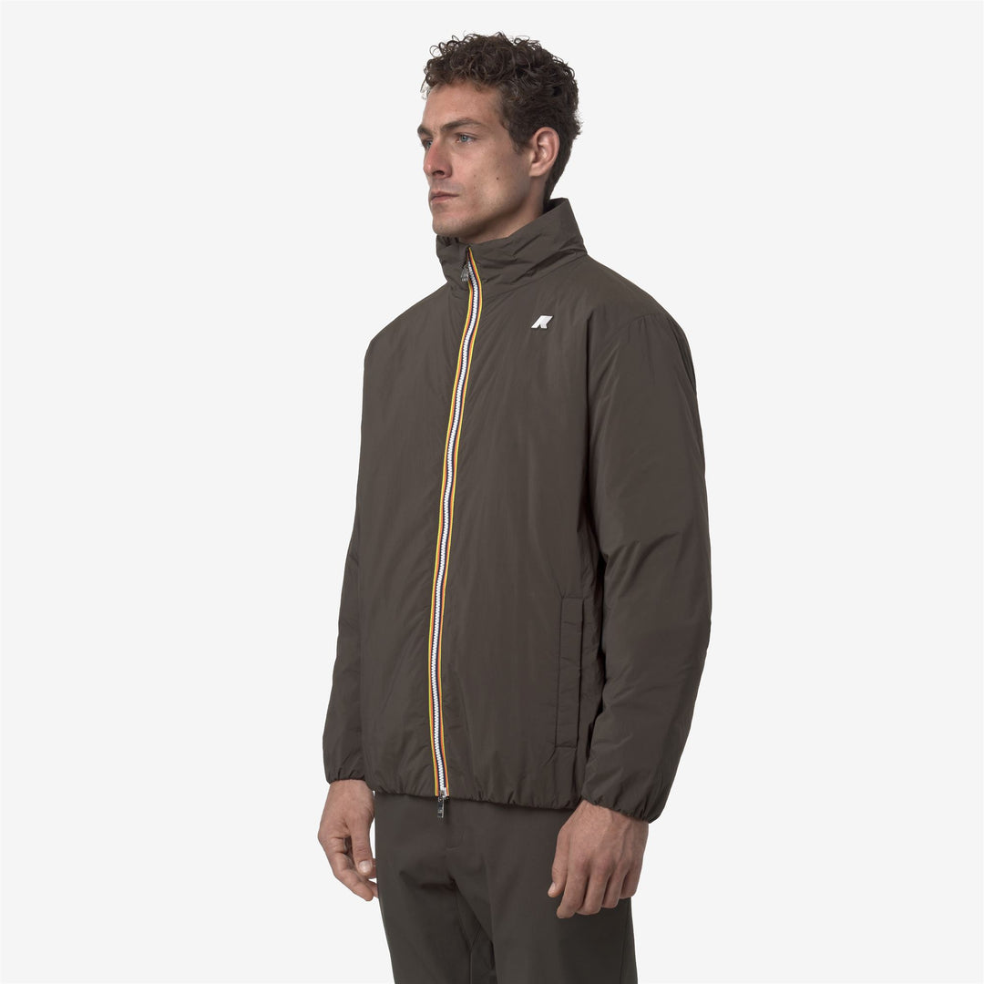 Black olive Men's Short Insulated Jacket with Eco-friendly Padding main