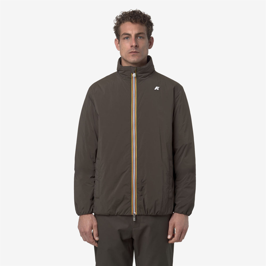 Black olive Men's Short Insulated Jacket with Eco-friendly Padding main