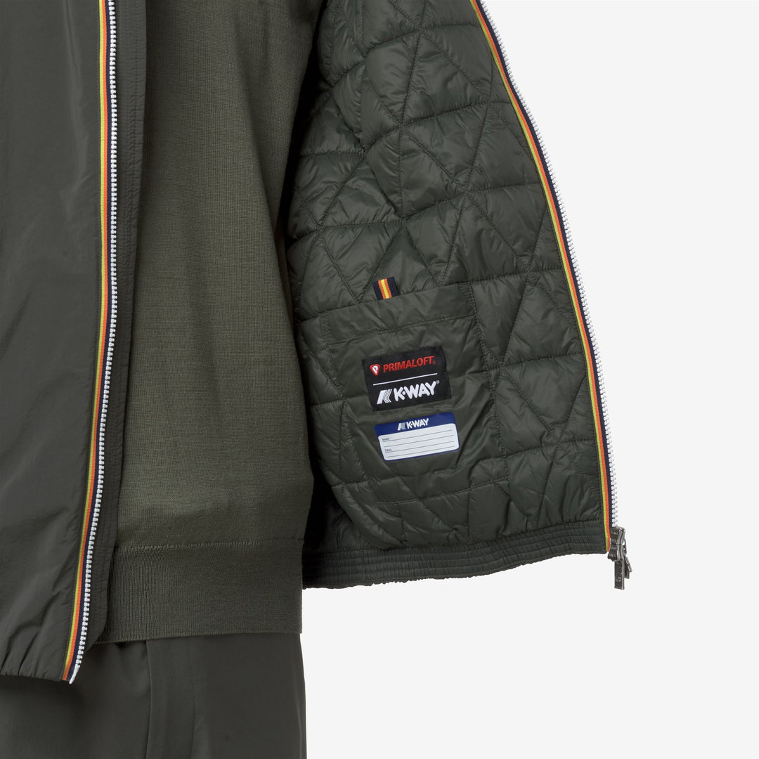 Chaqueta corta impermeable para hombre, color verde y negro, con acolchado Primaloft main