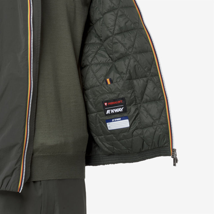 Chaqueta corta impermeable para hombre, color verde y negro, con acolchado Primaloft 2