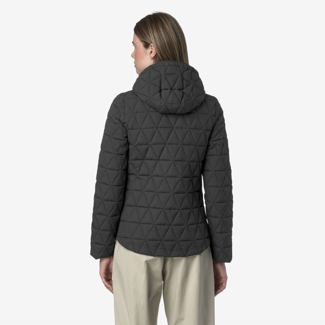Chaqueta corta acolchada gris para mujer con capucha acolchada main