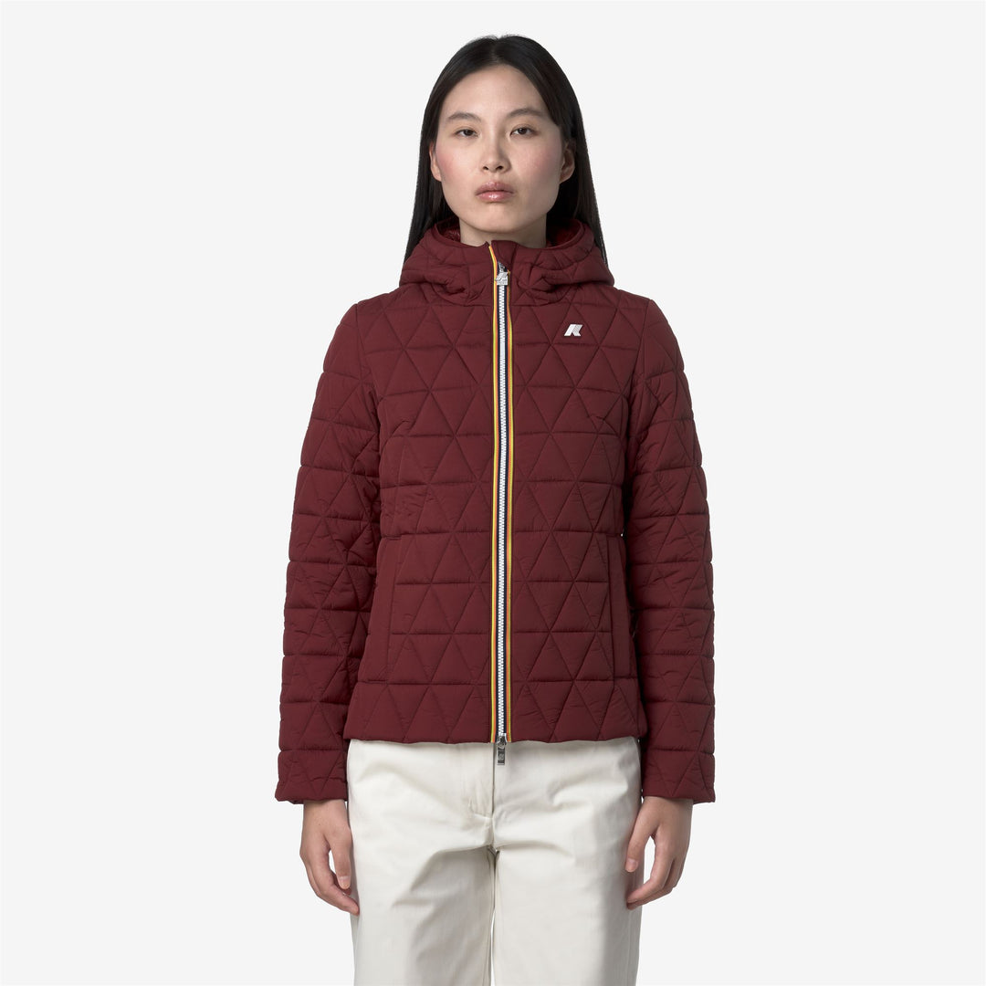 Chaqueta acolchada corta roja para mujer con relleno Primaloft main