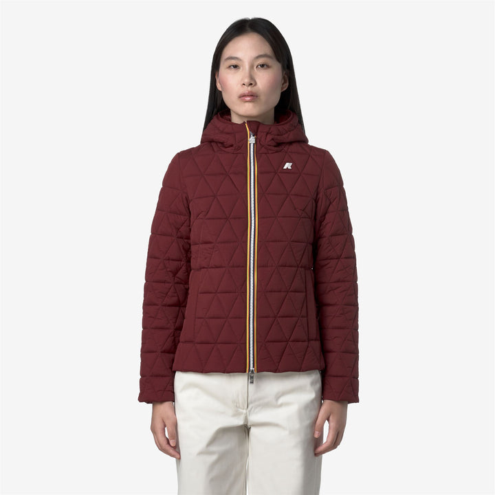 Chaqueta acolchada corta roja para mujer con relleno Primaloft 3