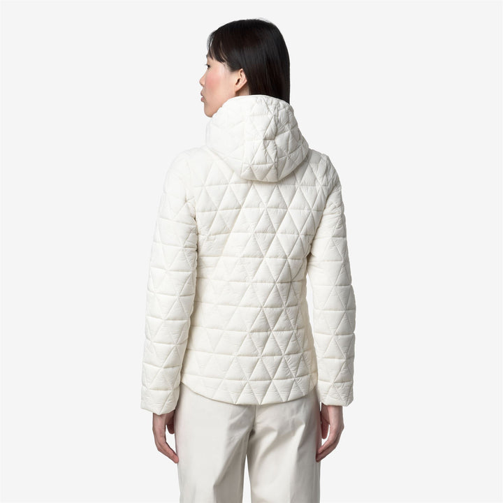 Chaqueta corta acolchada blanca para mujer con capucha acolchada 5