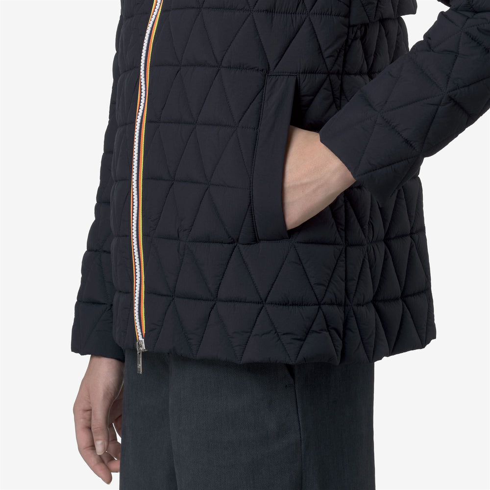Blue Women's Short Quilted Jacket with Hood and Eco-friendly Padding 02