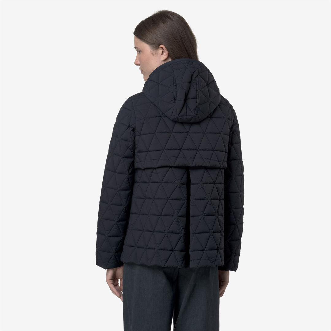 Chaqueta acolchada corta azul para mujer con capucha y relleno ecológico main