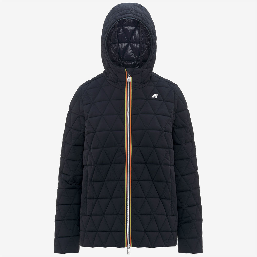 Blue Women's Short Quilted Jacket with Hood and Eco-friendly Padding 01