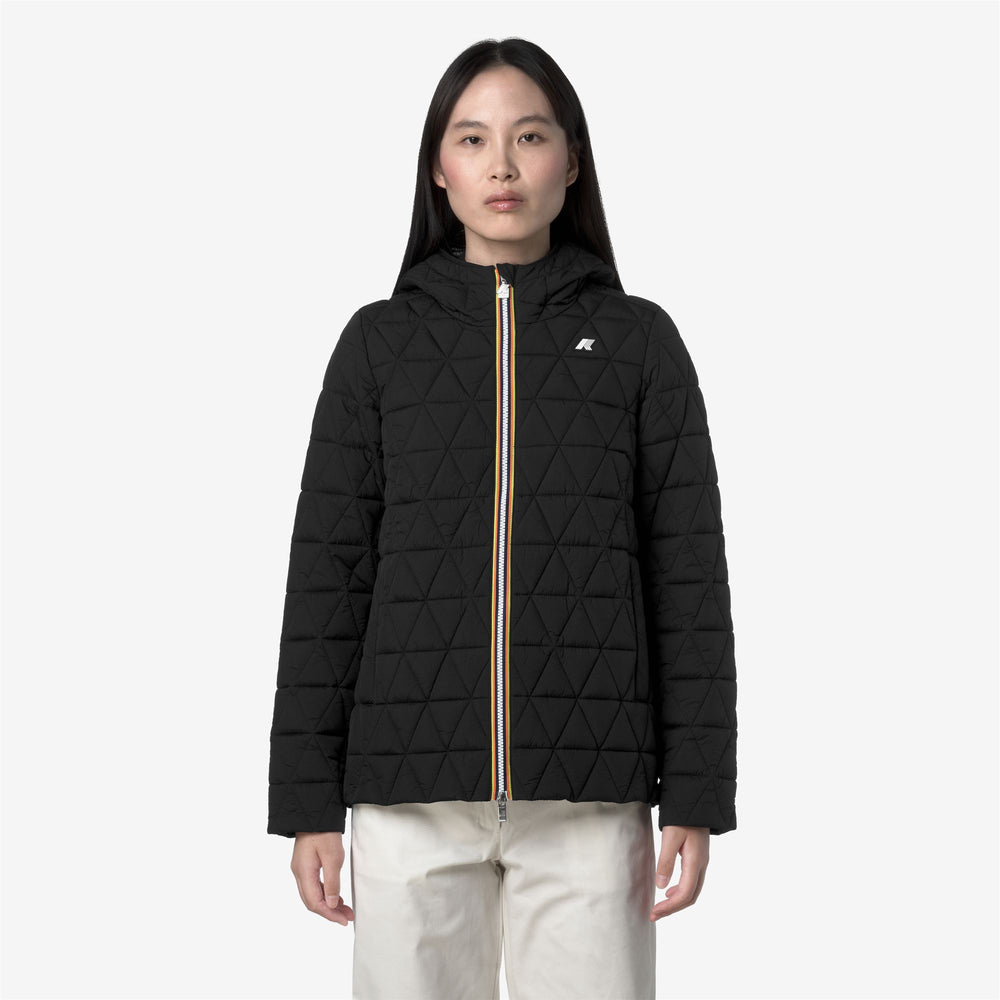 Black Women's Quilted Short Jacket with Primaloft Padding 02
