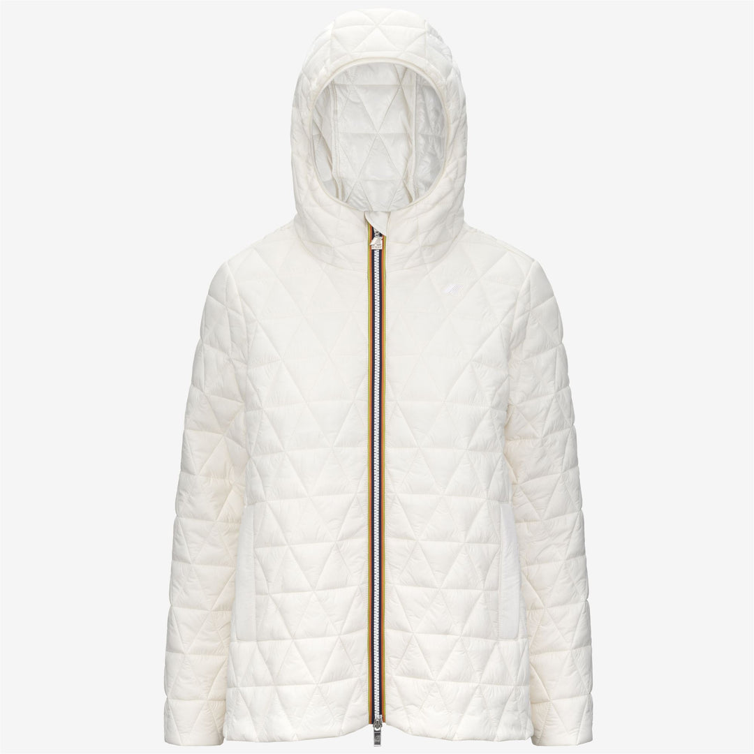 White women's short quilted jacket with Primaloft padding 01