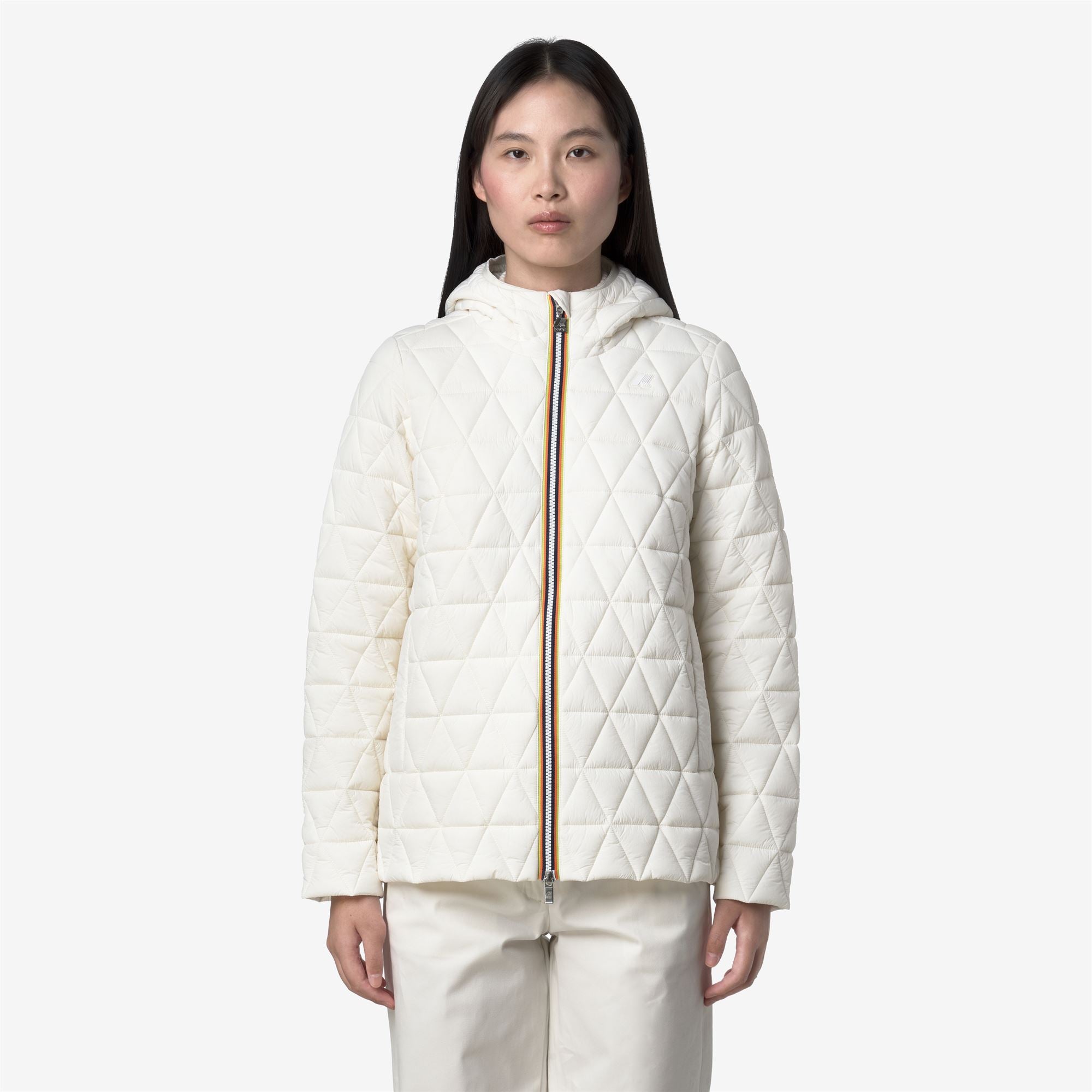 Jackets Woman MADLAINE DIAMOND QUILTED WARM Short WHITE GARDENIA