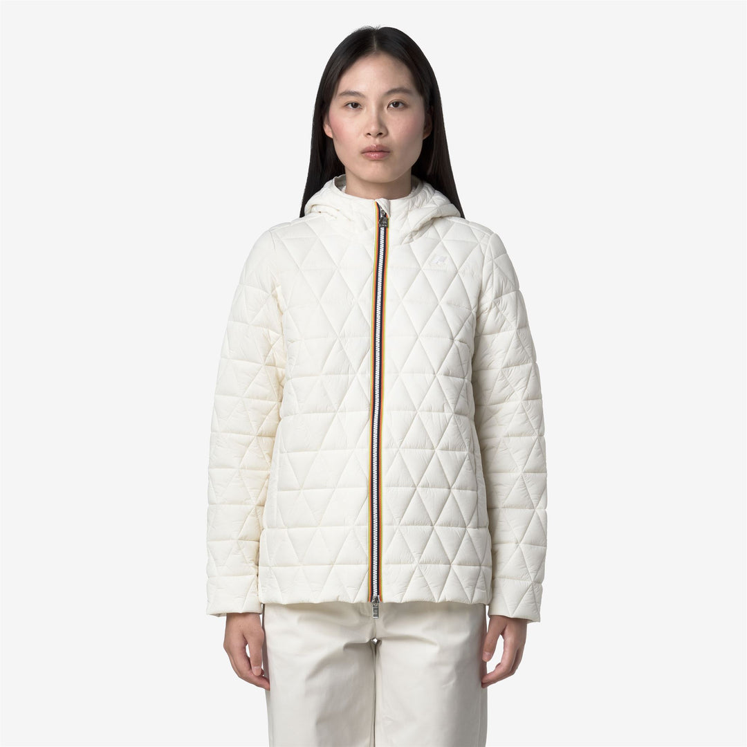 White women's short quilted jacket with Primaloft padding 01