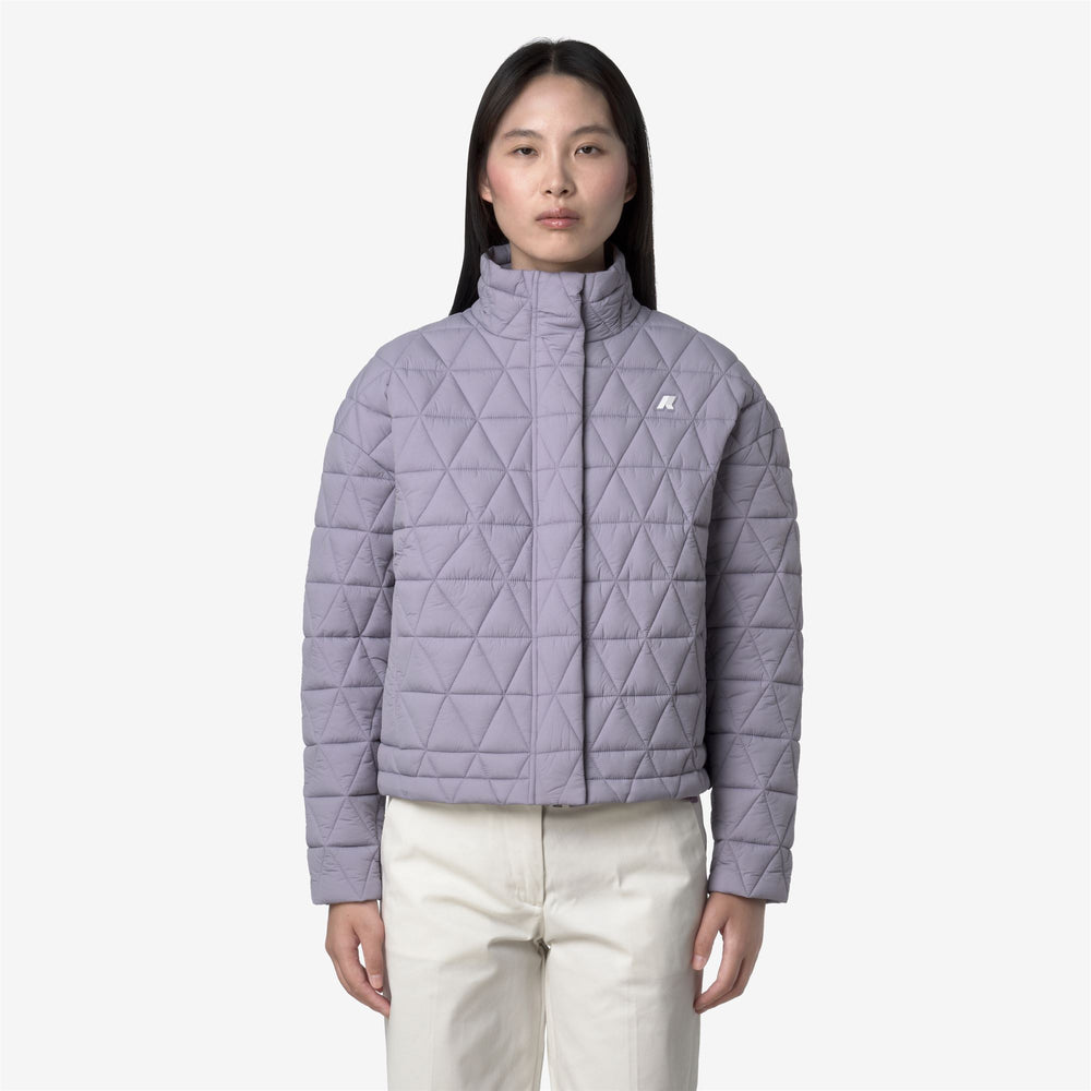 Violet women's quilted short jacket with Primaloft padding 02