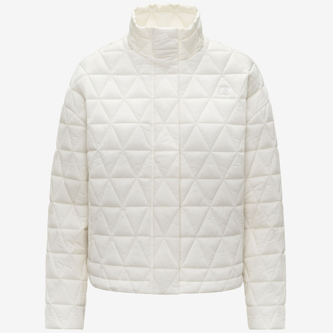 White Women's Short Quilted Jacket with Recycled Padding 01