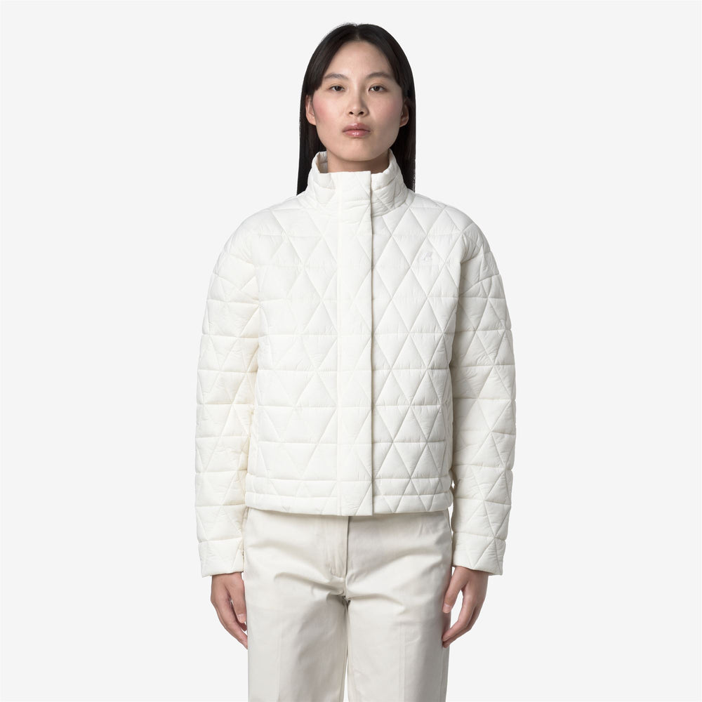 White Women's Short Quilted Jacket with Recycled Padding 02