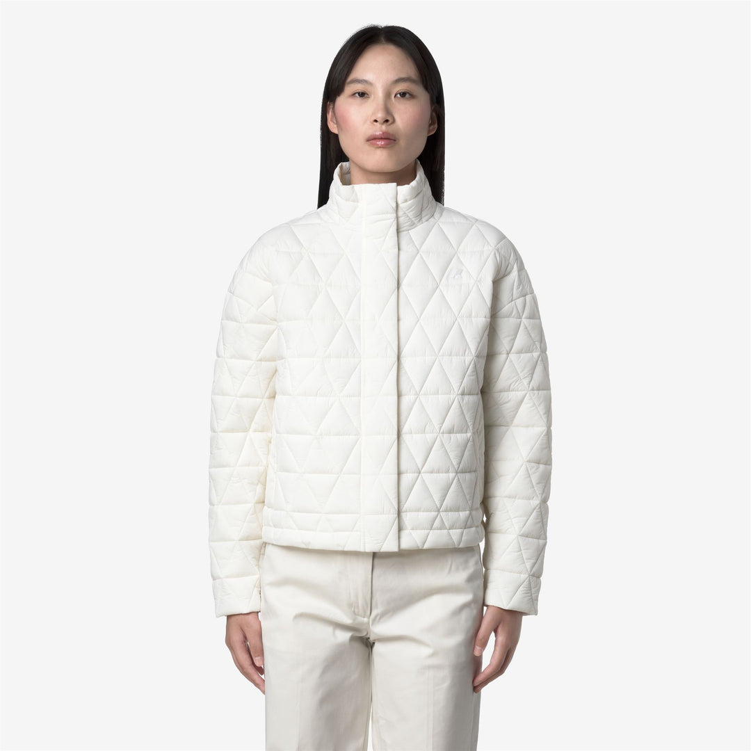 Chaqueta acolchada corta blanca para mujer con relleno reciclado main