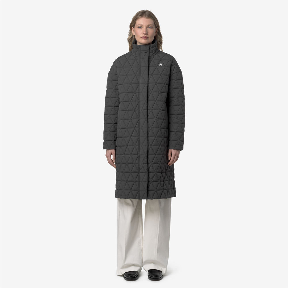 Grey women's Long Quilted Jacket with PrimaLoft Insulation 02