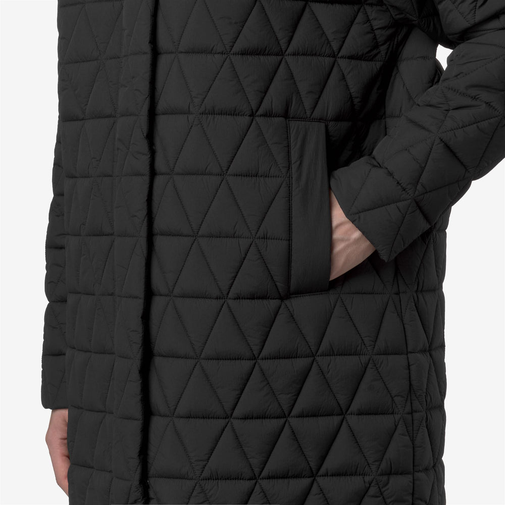 Black Women's Long Quilted Jacket with PrimaLoft Insulation 02