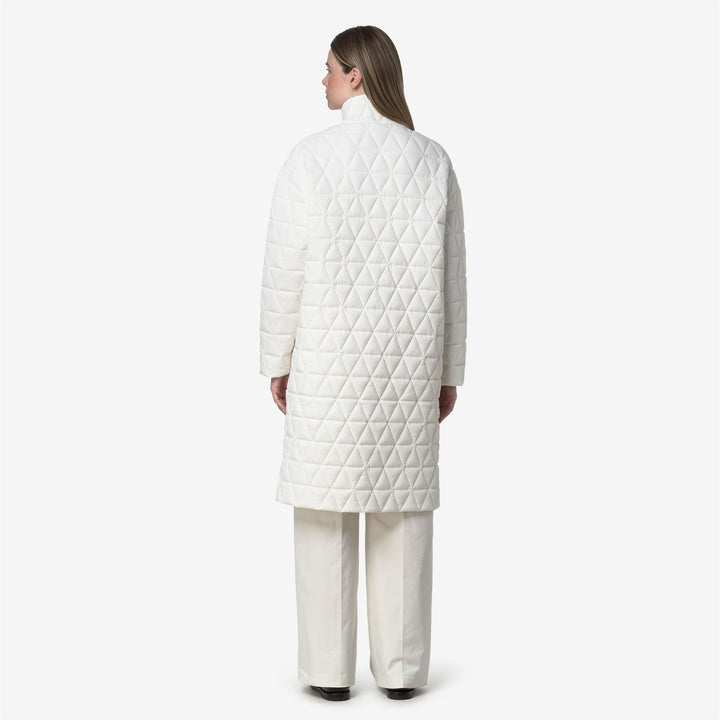 Chaqueta acolchada larga blanca para mujer con tejido repelente al agua 5