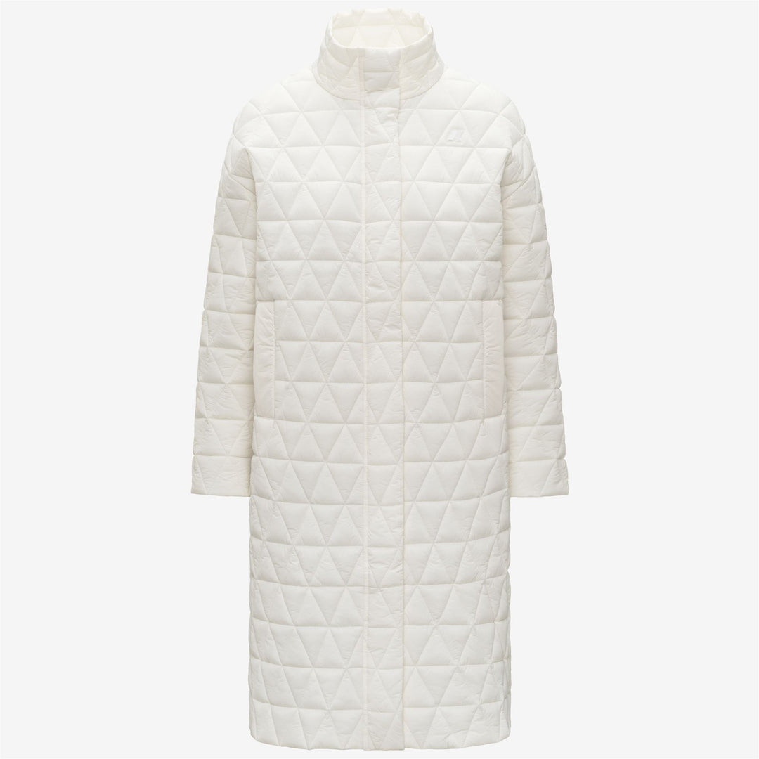 White Women's Long Quilted Jacket with Water-Repellent Fabric 01