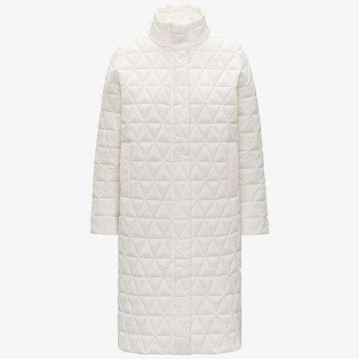 Chaqueta acolchada larga blanca para mujer con tejido repelente al agua 1