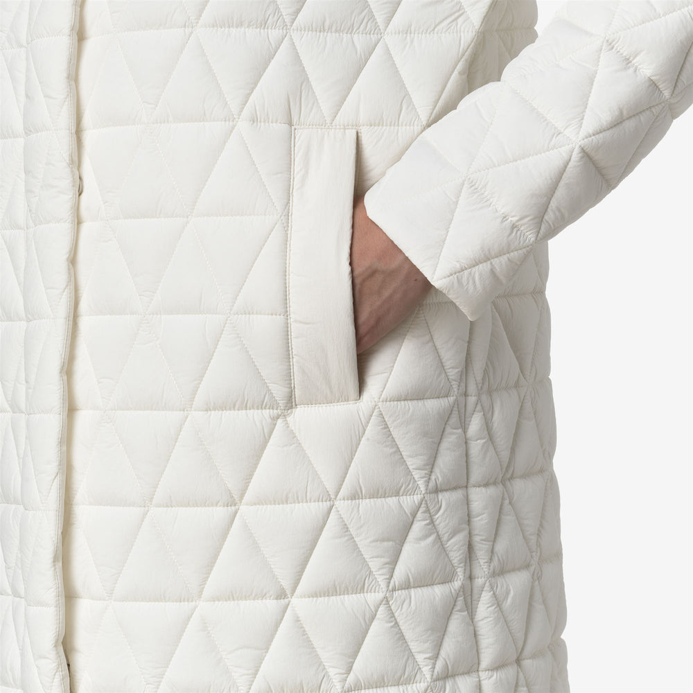 White Women's Long Quilted Jacket with Water-Repellent Fabric 02