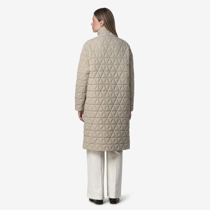 Chaqueta acolchada larga beige para mujer con aislamiento PrimaLoft 5