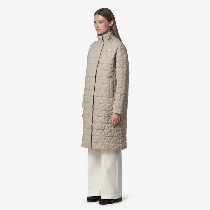 Chaqueta acolchada larga beige para mujer con aislamiento PrimaLoft 4
