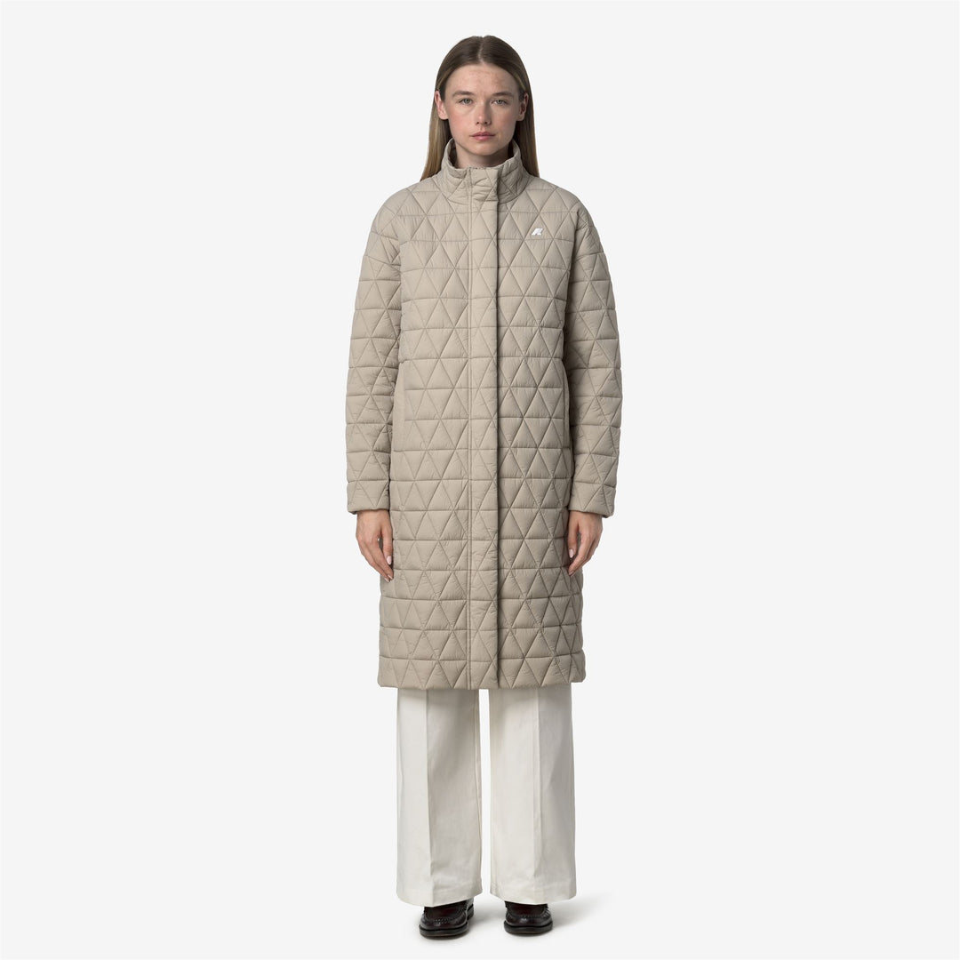 Chaqueta acolchada larga beige para mujer con aislamiento PrimaLoft main