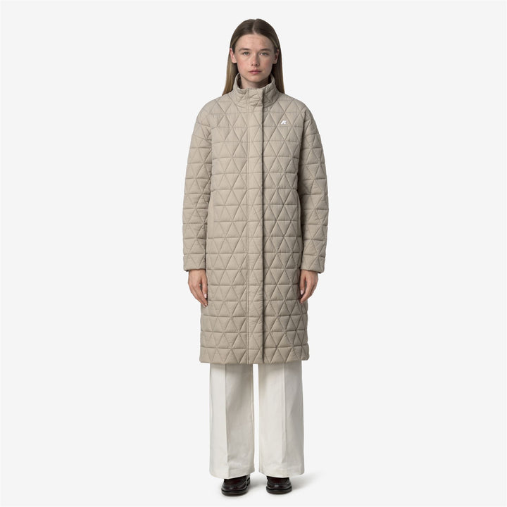 Chaqueta acolchada larga beige para mujer con aislamiento PrimaLoft 3