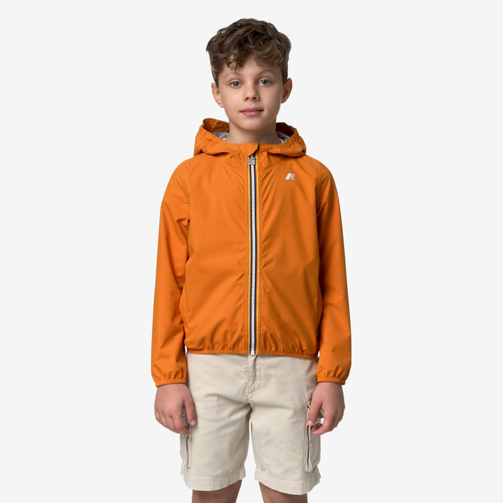 Chaqueta impermeable ajustada para niño en tela elástica naranja 1