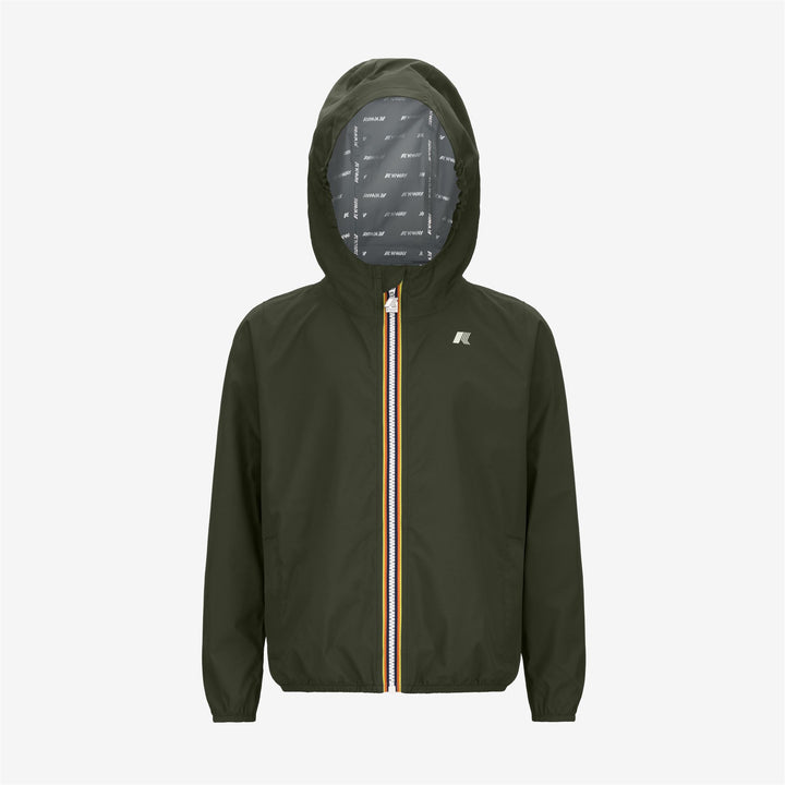 Chaqueta impermeable ajustada verde oscuro para niño en clima de transición 5