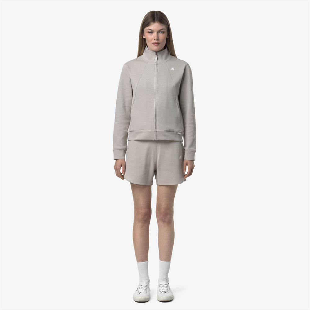 Beige Grey Women's Sporty Chic Travel Shorts with Adjustable Waist 02