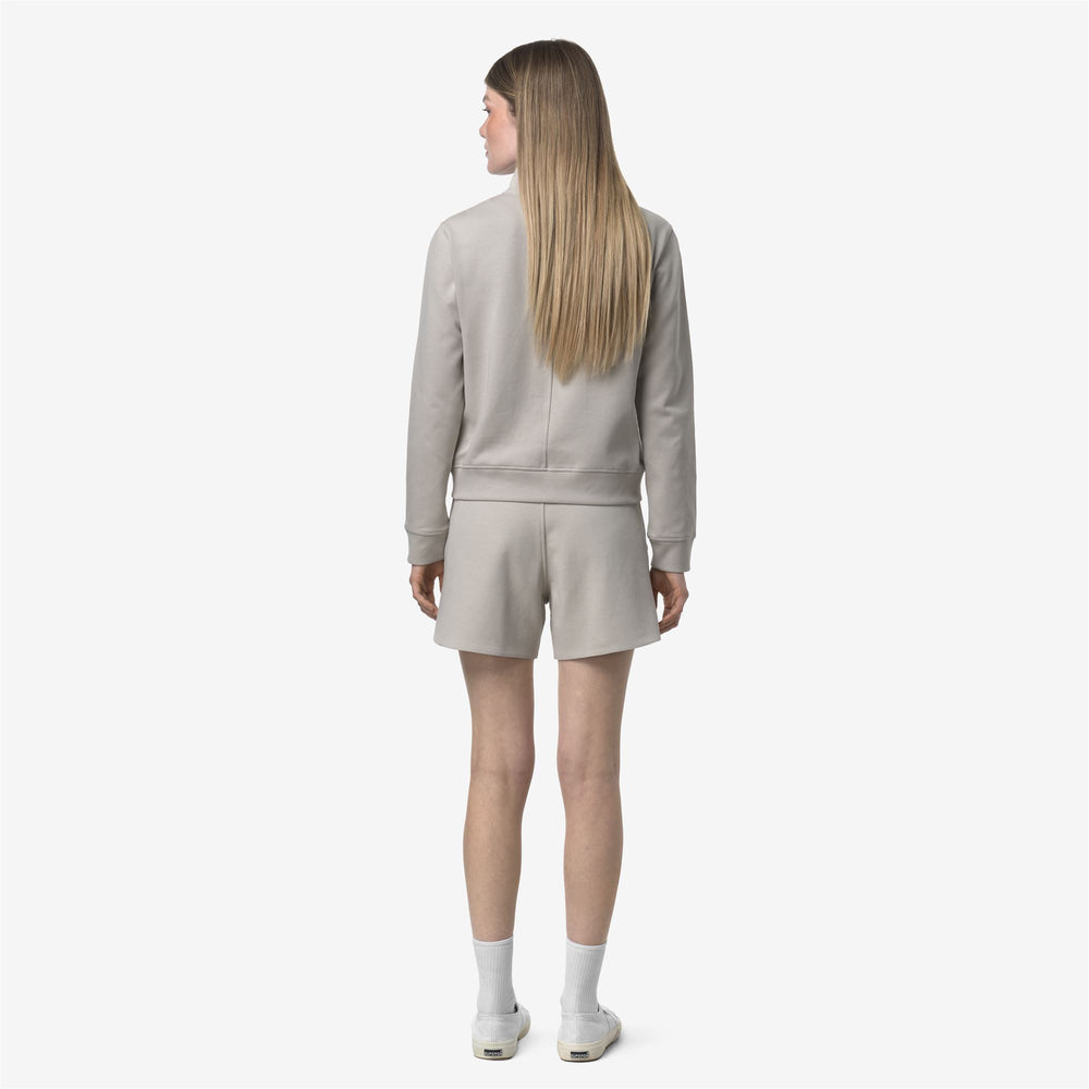 Beige Grey Women's Sporty Chic Travel Shorts with Adjustable Waist 02