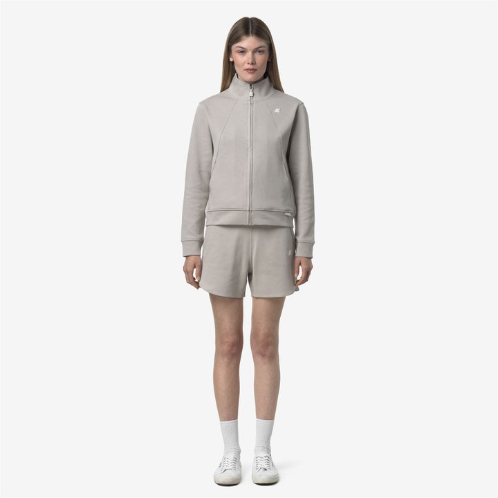 Beige Grey Women's Sporty Chic Travel Shorts with Adjustable Waist 1