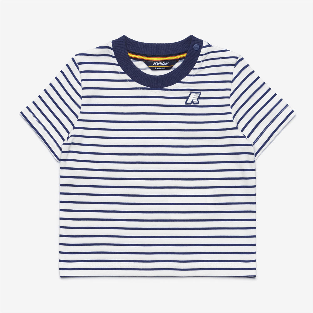 White unisex Kid's Striped Summer T-Shirt and Shorts Set 02