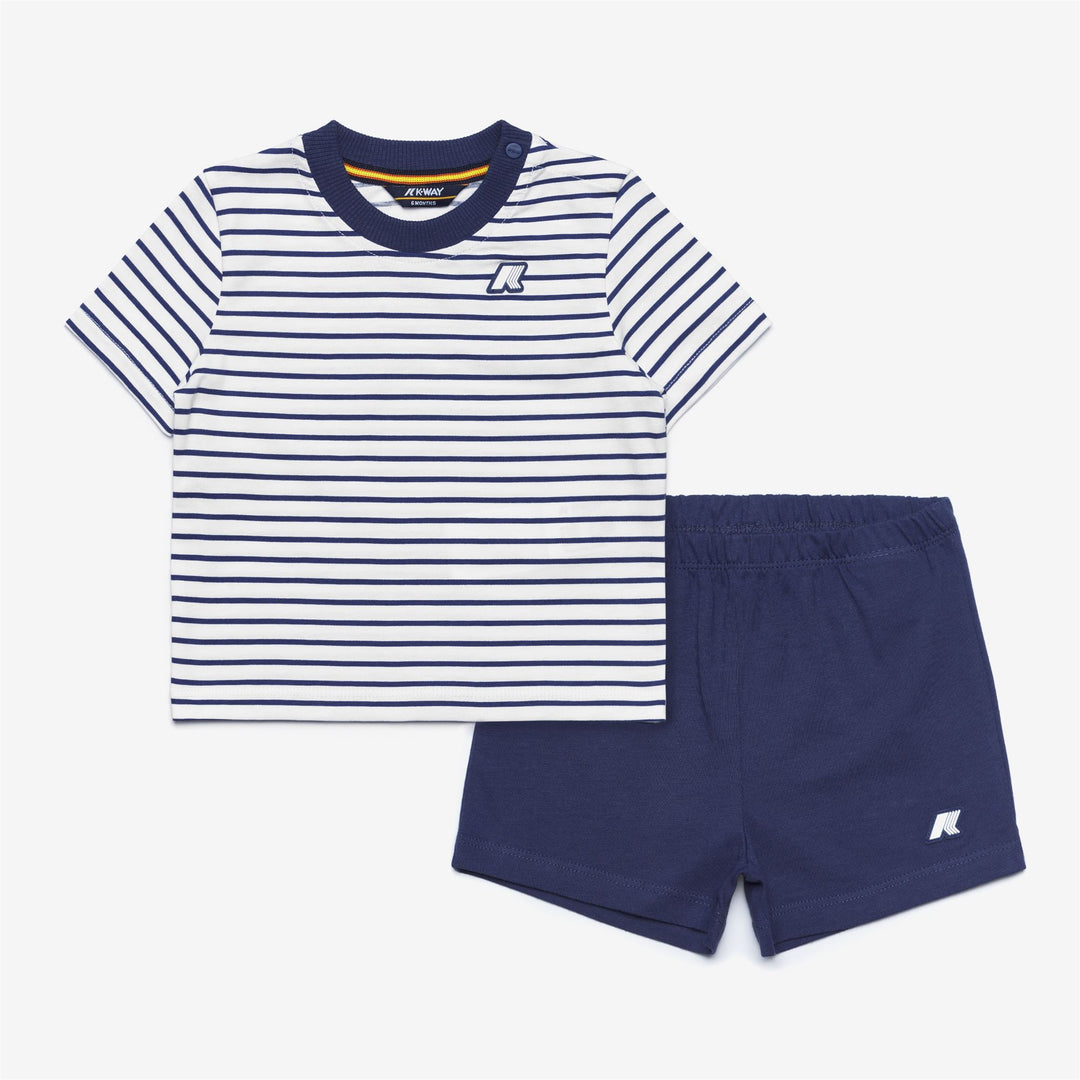White unisex Kid's Striped Summer T-Shirt and Shorts Set main