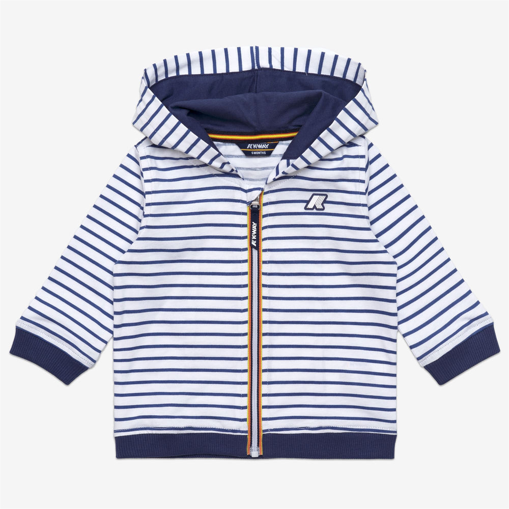 Completo maglione e pantaloni a righe bianche e blu per bambini in cotone 02